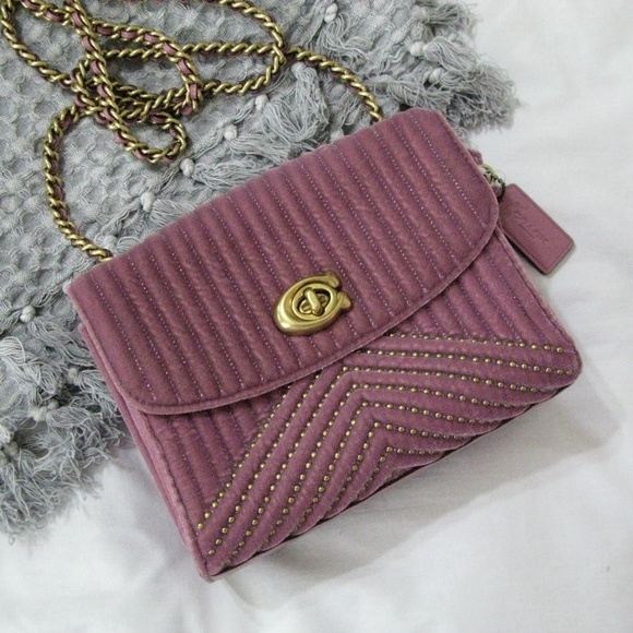 Coach Handbags - Small Coach Pink Velvet Parker Crossbody Purse